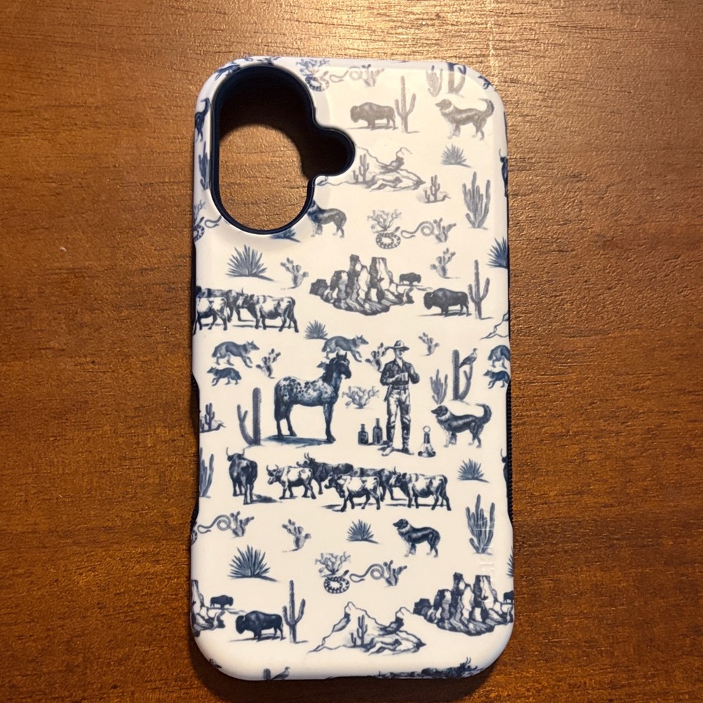 Casely iPhone 16 Navy and White Western Pattern Bold Flex Phone Case